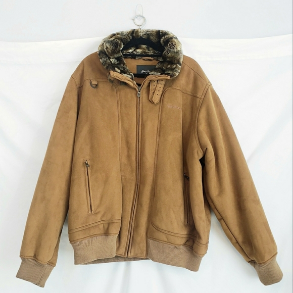Sean John Jackets & Coats Sean John Faux Fur Lined Suede Bomber